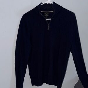 Men’s Navy Qi Cashmere 1/4 Zip Long Sleeve Sweater